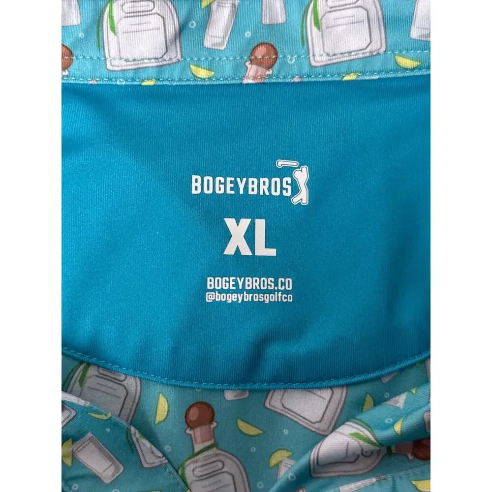 Bogey Bros Golf Polo Shirt XL Mens Performance Stretch Tequila All Over Print - Picture 7 of 8
